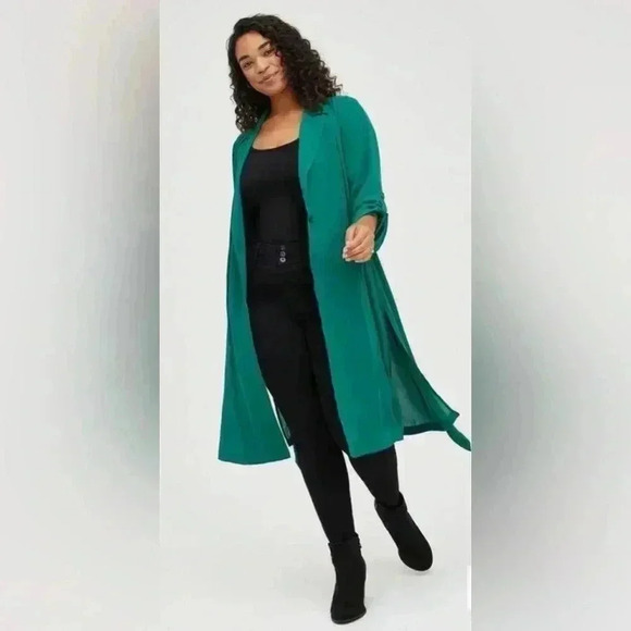 TORRID Women’s Chiffon Drape Trench Evergreen Plus Size 0 - Picture 1 of 16